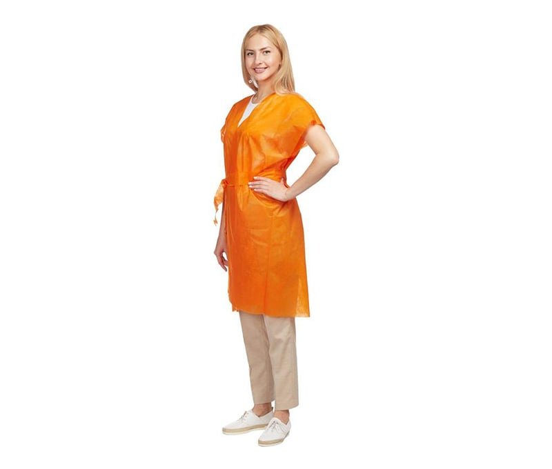 Халат одноразовый нестерильный Чистовье Кимоно, оранжевый, размер 50-56 (10 штук в упаковке)
